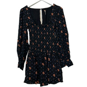 Free People Black Two Faces Mini Dress, XS
